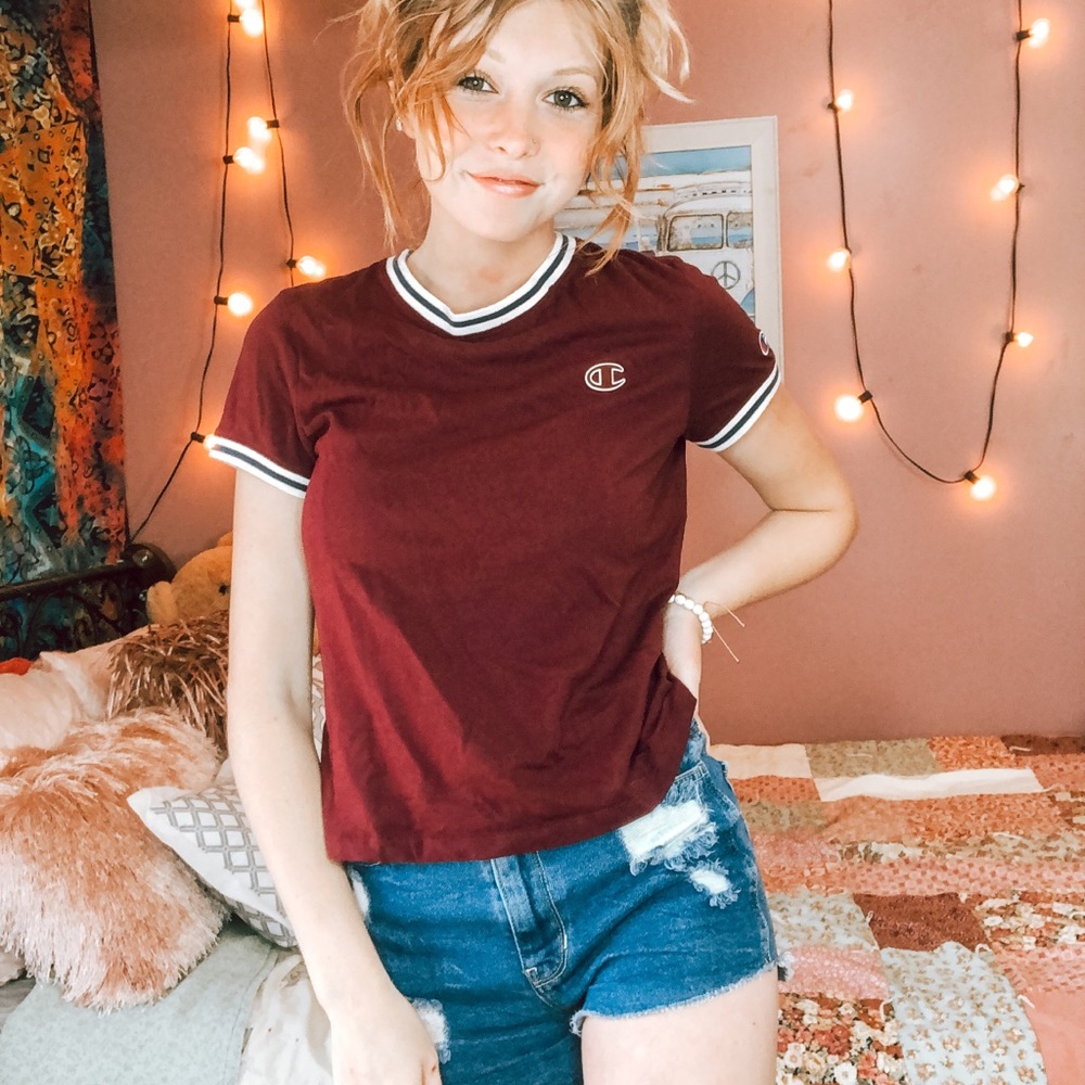 Maroon champion tee shirt